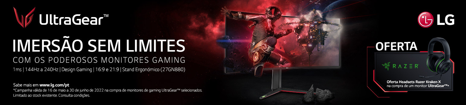Oferta Razer Kraken X na Compra de Monitores LG UltraGear Selecionados