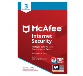 Software McAfee Internet Security 3 Dispositivos 1 Ano