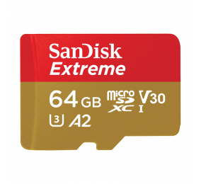 Cartão Memória SanDisk Extreme UHS-I microSDXC C10 A2 64GB