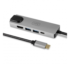 Adaptador 1Life USB-C:5in1 Hdmi / PD / USB 3.0 / RJ45