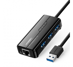 Hub UGREEN 20265 USB 3.0 com Gigabit Ethernet Preto