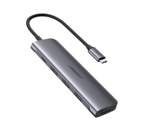 Adaptador UGREEN CM136 USB-C para 3xUSB 3.0 + HDMI + USB-C Cinzento