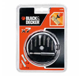 Jogo de 7 Peças Black & Decker A7090 para Aparafusar c/ Adaptador Magnético 