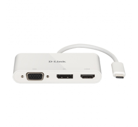 Adaptador D-Link USB-C p/ 1 HDMI + 1 DP + 1 VGA Branco