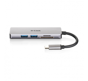 Adaptador D-Link USB-C p/ 2 USB 3.0 + 1 HDMI + Leitor de Cartões (SD+MicroSD)