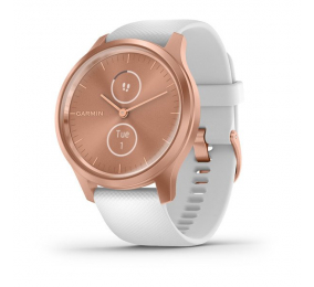 Smartwatch Garmin Vivomove Style Alumínio Rosa Dourado com Bracelete Branca em Silicone