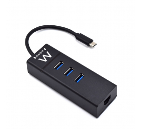 Hub USB Ewent EW1141 3-Port USB 3.1 Gen1 (USB 3.0) Type C com Gigabit
