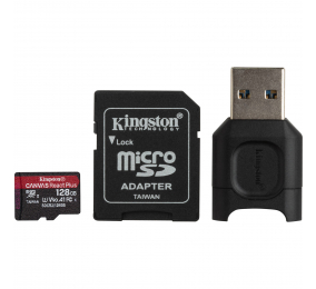 Cartão Memória Kingston Canvas React Plus C10 UHS-II U3 V90 A1 microSDXC 128GB + Adaptador SD/USB