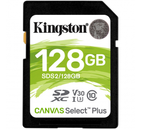 Cartão Memória Kingston Canvas Select Plus C10 U3 V30 UHS-I SDXC 128GB