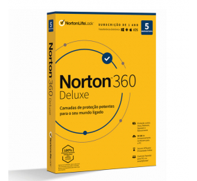 Norton 360 Deluxe Cloud 50GB 1 Utilizador 5 Dispositivos 1 Ano  Caixa Fisica