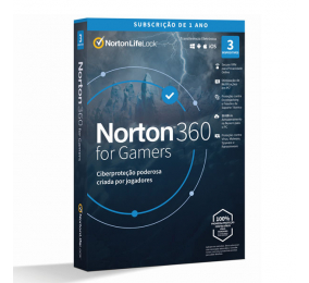 Cartão Norton 360 for Gamers, Cloud 50GB, Subscrição 12 Meses, 3 Dispositivos