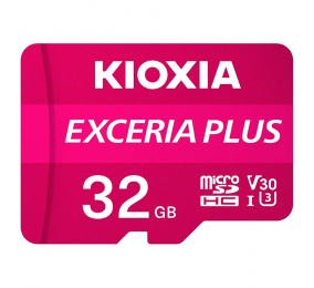 Cartão Memória Kioxia Exceria Plus C10 UHS-I U3 microSDHC 32GB + Adaptador SD