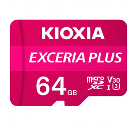 Cartão Memória Kioxia Exceria Plus C10 UHS-I U3 microSDHC 64GB + Adaptador SD