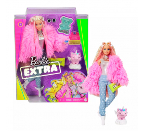 Boneca Mattel Barbie Extra Casaco Rosa Fluffy