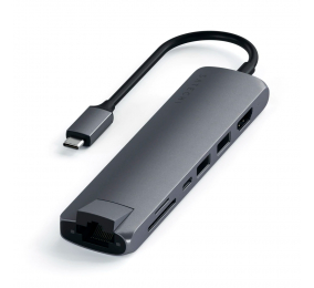 Adaptador Satechi USB-C Slim Multiport c/ Ethernet Space Gray