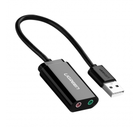 Placa de Som USB UGREEN US205 USB 2.0 para 2x3.5mm Preta