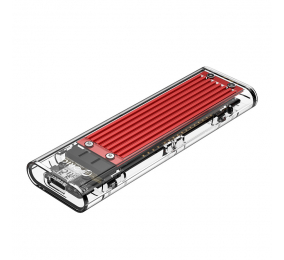 Caixa Externa M.2 Orico TCM2-C3 SSD M.2 NVMe USB 3.1 Type-C 10Gbps Transparente/Vermelha