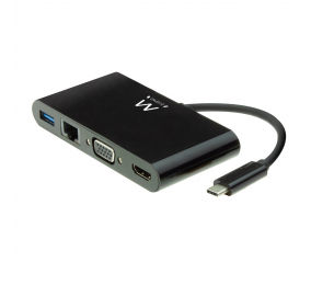 Docking Station Ewent EW9827 USB-C para HDMI ou VGA 4K com Ethernet e Hub USB